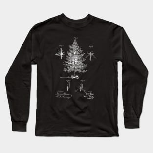 Christmas Tree Vintage Patent Drawing Long Sleeve T-Shirt